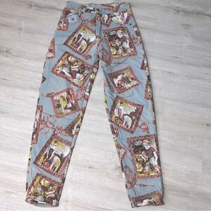 ROYAL FAKS Y2K Vintage Rare Legging Ceremonial Print Style Size 28.